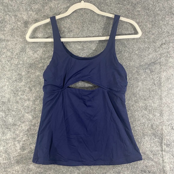 Athleta Tankini Top Small Navy Blue Mod Block Cutout Swim Tank - Picture 2 of 11
